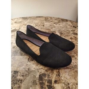 Me Too Black Loafers Sz 10 Yazi Slip On Faux Suede Textured Classic Office Work